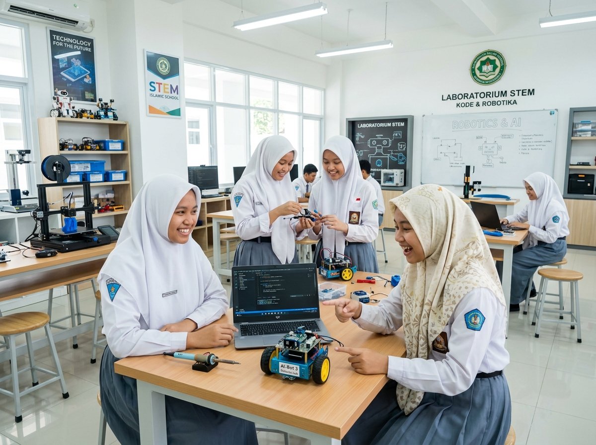 Praktik Perakitan Komputer & IoT Santri di Lab IT